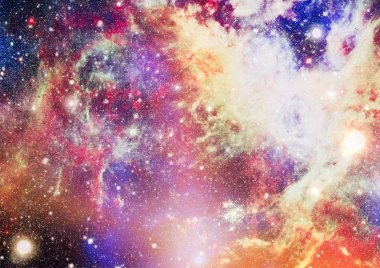 Fütürist soyut alan arkaplanı. Yıldızlı ve nebulalı gece gökyüzü. Bu görüntünün elementleri NASA tarafından desteklenmektedir