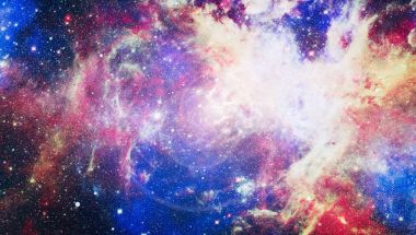 yıldız ile karanlık derin uzay arka plan.