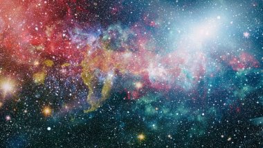 yıldız ile karanlık derin uzay arka plan.