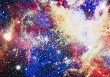 Fütürist soyut alan arkaplanı. Yıldızlı ve nebulalı gece gökyüzü. Bu görüntünün elementleri NASA tarafından desteklenmektedir