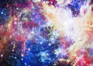 Fütürist soyut alan arkaplanı. Yıldızlı ve nebulalı gece gökyüzü. Bu görüntünün elementleri NASA tarafından desteklenmektedir