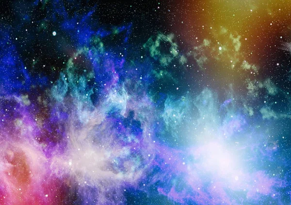 Uzayda ateşli bir patlama. Evrenin soyut çizimi. Bu görüntünün elementleri NASA tarafından desteklenmektedir