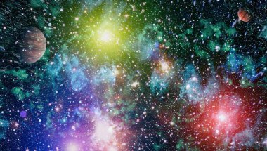 Renkli derin uzay. Evren kavramı arka plan. Nasa tarafından döşenmiş bu görüntü unsurları