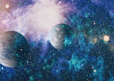 Renkli derin uzay. Evren kavramı arka plan. Nasa tarafından döşenmiş bu görüntü unsurları