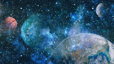Renkli derin uzay. Evren kavramı arka plan. Nasa tarafından döşenmiş bu görüntü unsurları