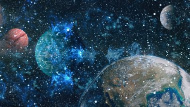 Renkli derin uzay. Evren kavramı arka plan. Nasa tarafından döşenmiş bu görüntü unsurları