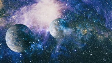 Renkli derin uzay. Evren kavramı arka plan. Nasa tarafından döşenmiş bu görüntü unsurları