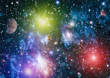 Renkli derin uzay. Evren kavramı arka plan. Nasa tarafından döşenmiş bu görüntü unsurları