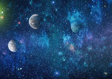 Uzayda ateşli bir patlama. Evrenin soyut çizimi. Bu görüntünün elementleri NASA tarafından desteklenmektedir