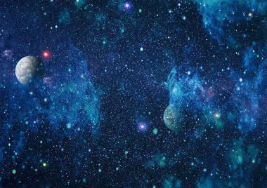 Uzayda ateşli bir patlama. Evrenin soyut çizimi. Bu görüntünün elementleri NASA tarafından desteklenmektedir