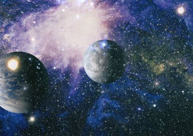 Uzayda ateşli bir patlama. Evrenin soyut çizimi. Bu görüntünün elementleri NASA tarafından desteklenmektedir