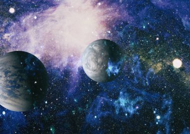 Uzayda ateşli bir patlama. Evrenin soyut çizimi. Bu görüntünün elementleri NASA tarafından desteklenmektedir