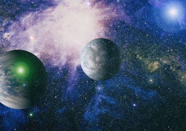 Uzayda ateşli bir patlama. Evrenin soyut çizimi. Bu görüntünün elementleri NASA tarafından desteklenmektedir