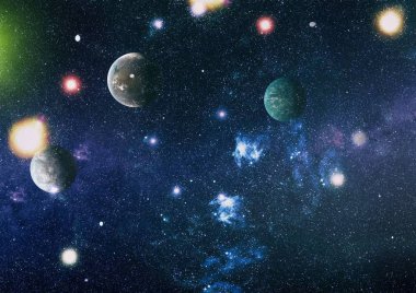 Uzayda ateşli bir patlama. Evrenin soyut çizimi. Bu görüntünün elementleri NASA tarafından desteklenmektedir