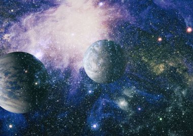 Uzayda ateşli bir patlama. Evrenin soyut çizimi. Bu görüntünün elementleri NASA tarafından desteklenmektedir