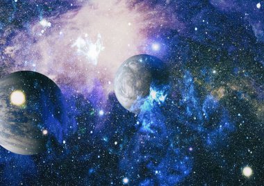 Uzayda ateşli bir patlama. Evrenin soyut çizimi. Bu görüntünün elementleri NASA tarafından desteklenmektedir