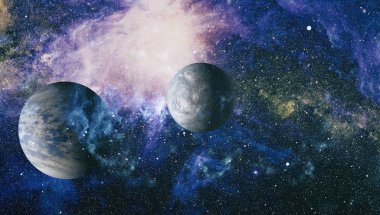 Uzayda ateşli bir patlama. Evrenin soyut çizimi. Bu görüntünün elementleri NASA tarafından desteklenmektedir