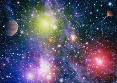 Fütürist soyut alan arkaplanı. Yıldızlı ve nebulalı gece gökyüzü. Bu görüntünün elementleri NASA tarafından desteklenmektedir