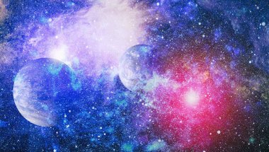 Fütürist soyut alan arkaplanı. Yıldızlı ve nebulalı gece gökyüzü. Bu görüntünün elementleri NASA tarafından desteklenmektedir