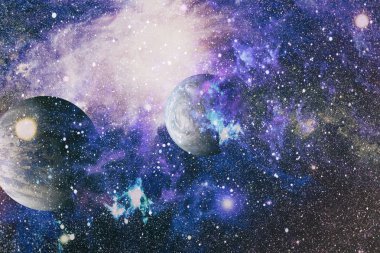 Fütürist soyut alan arkaplanı. Yıldızlı ve nebulalı gece gökyüzü. Bu görüntünün elementleri NASA tarafından desteklenmektedir