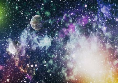 Fütürist soyut alan arkaplanı. Yıldızlı ve nebulalı gece gökyüzü. Bu görüntünün elementleri NASA tarafından desteklenmektedir