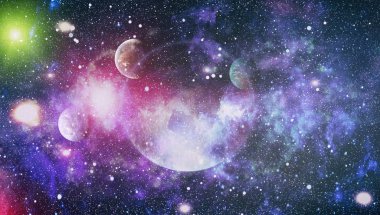 Fütürist soyut alan arkaplanı. Yıldızlı ve nebulalı gece gökyüzü. Bu görüntünün elementleri NASA tarafından desteklenmektedir