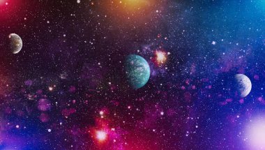 Fütürist soyut alan arkaplanı. Yıldızlı ve nebulalı gece gökyüzü. Bu görüntünün elementleri NASA tarafından desteklenmektedir