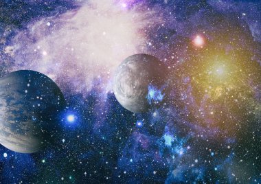 Fütürist soyut alan arkaplanı. Yıldızlı ve nebulalı gece gökyüzü. Bu görüntünün elementleri NASA tarafından desteklenmektedir