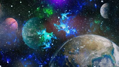 Patlama süpernovası. Parlak Yıldız Nebulası. Uzak galaksi. Soyut görüntü. Bu görüntünün elementleri NASA tarafından desteklenmektedir.