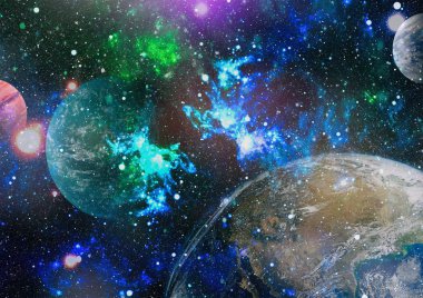 Patlama süpernovası. Parlak Yıldız Nebulası. Uzak galaksi. Soyut görüntü. Bu görüntünün elementleri NASA tarafından desteklenmektedir.