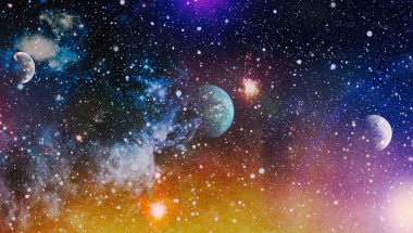 Patlama süpernovası. Parlak Yıldız Nebulası. Uzak galaksi. Soyut görüntü. Bu görüntünün elementleri NASA tarafından desteklenmektedir.