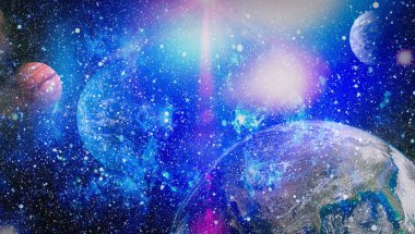 Patlama süpernovası. Parlak Yıldız Nebulası. Uzak galaksi. Soyut görüntü. Bu görüntünün elementleri NASA tarafından desteklenmektedir.