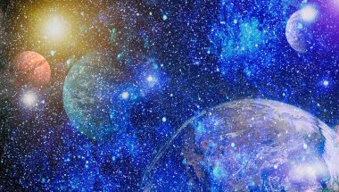 Renkli derin uzay. Evren kavramı arka plan. Nasa tarafından döşenmiş bu görüntü unsurları