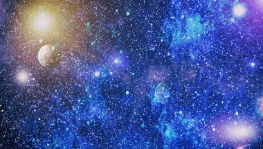 Renkli derin uzay. Evren kavramı arka plan. Nasa tarafından döşenmiş bu görüntü unsurları