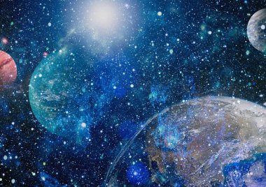 Renkli derin uzay. Evren kavramı arka plan. Nasa tarafından döşenmiş bu görüntü unsurları