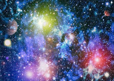 Renkli derin uzay. Evren kavramı arka plan. Nasa tarafından döşenmiş bu görüntü unsurları
