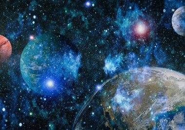 Renkli derin uzay. Evren kavramı arka plan. Nasa tarafından döşenmiş bu görüntü unsurları