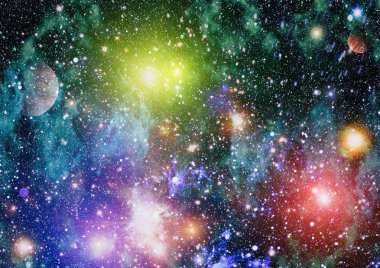 Renkli derin uzay. Evren kavramı arka plan. Nasa tarafından döşenmiş bu görüntü unsurları