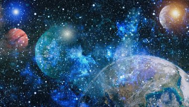 Renkli derin uzay. Evren kavramı arka plan. Nasa tarafından döşenmiş bu görüntü unsurları