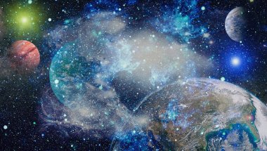 Renkli derin uzay. Evren kavramı arka plan. Nasa tarafından döşenmiş bu görüntü unsurları