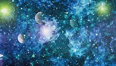 Renkli derin uzay. Evren kavramı arka plan. Nasa tarafından döşenmiş bu görüntü unsurları