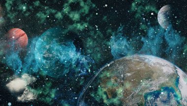 Renkli derin uzay. Evren kavramı arka plan. Nasa tarafından döşenmiş bu görüntü unsurları