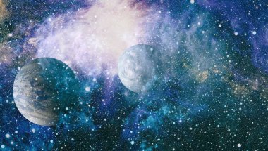 Renkli derin uzay. Evren kavramı arka plan. Nasa tarafından döşenmiş bu görüntü unsurları