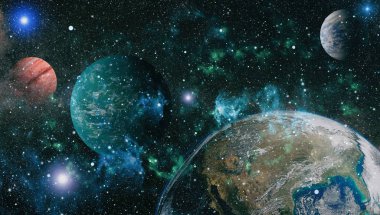 Renkli derin uzay. Evren kavramı arka plan. Nasa tarafından döşenmiş bu görüntü unsurları