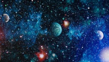 Renkli derin uzay. Evren kavramı arka plan. Nasa tarafından döşenmiş bu görüntü unsurları