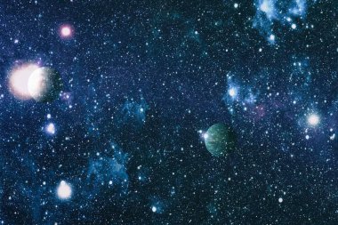 Uzayda ateşli bir patlama. Evrenin soyut çizimi. Bu görüntünün elementleri NASA tarafından desteklenmektedir