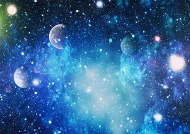 Uzayda ateşli bir patlama. Evrenin soyut çizimi. Bu görüntünün elementleri NASA tarafından desteklenmektedir