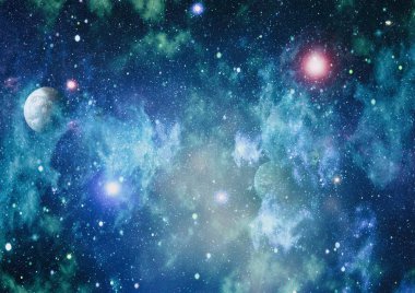 Uzayda ateşli bir patlama. Evrenin soyut çizimi. Bu görüntünün elementleri NASA tarafından desteklenmektedir