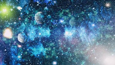 Uzayda ateşli bir patlama. Evrenin soyut çizimi. Bu görüntünün elementleri NASA tarafından desteklenmektedir