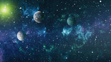 Uzayda ateşli bir patlama. Evrenin soyut çizimi. Bu görüntünün elementleri NASA tarafından desteklenmektedir